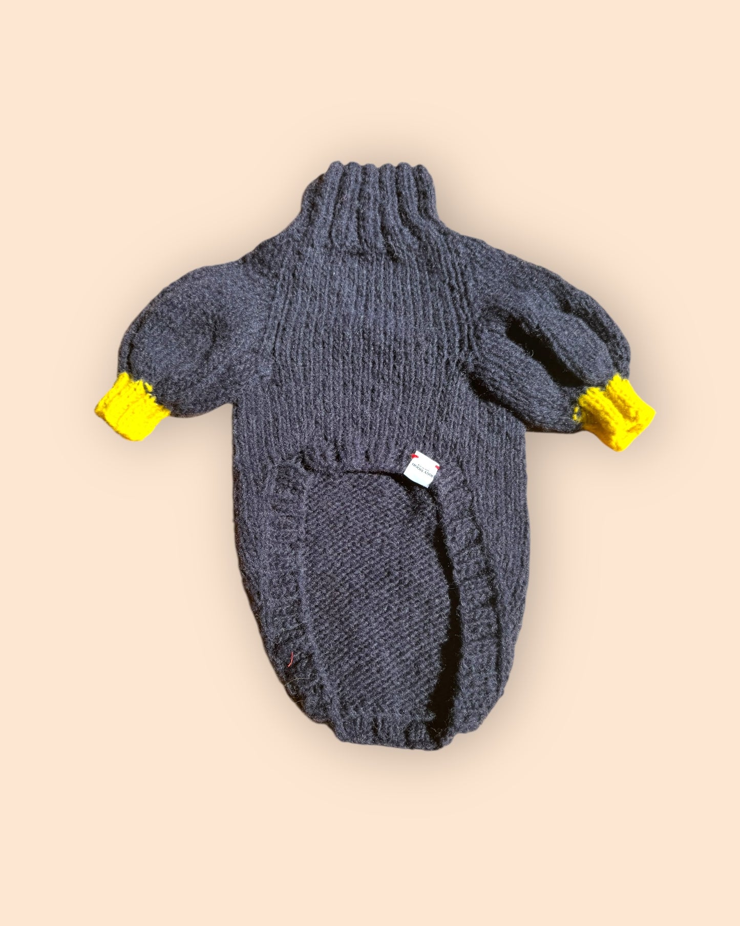 Bi Color Balloon Sleeve Knit 【Navy＊Mimosa】